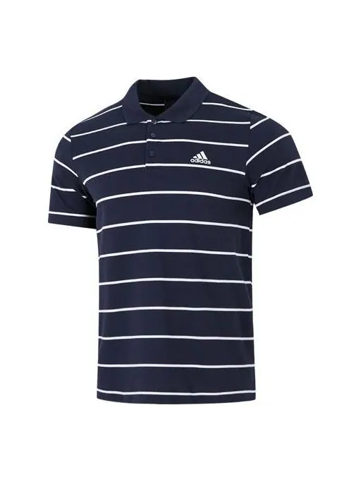 Футболка adidas Fi Stripe Small Label Athleisure Casual Sports Short Sleeve Polo Shirt Navy Blue — изображение 1 из 4, мульти