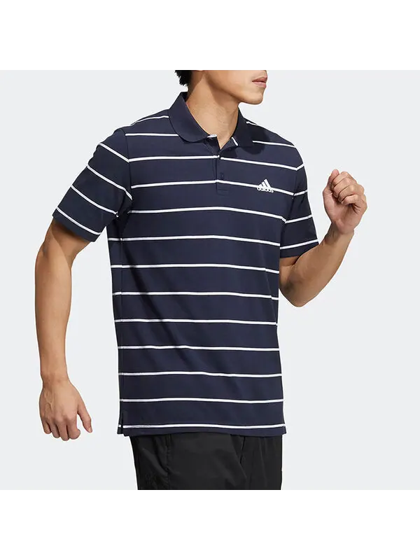 Футболка adidas Fi Stripe Small Label Athleisure Casual Sports Short Sleeve Polo Shirt Navy Blue — изображение 3 из 4, мульти
