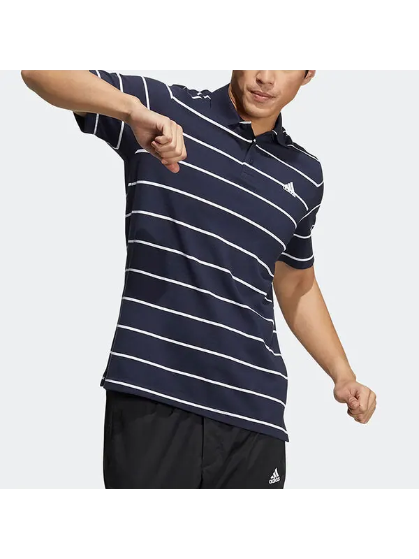 Футболка adidas Fi Stripe Small Label Athleisure Casual Sports Short Sleeve Polo Shirt Navy Blue — изображение 4 из 4, мульти