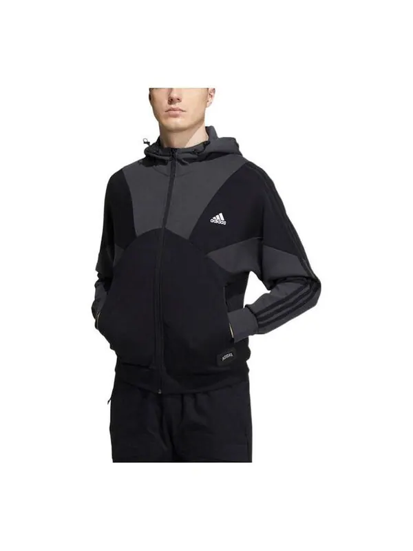 Куртка adidas Casual Sports hooded Splicing Jacket Black — изображение 1 из 3, мульти
