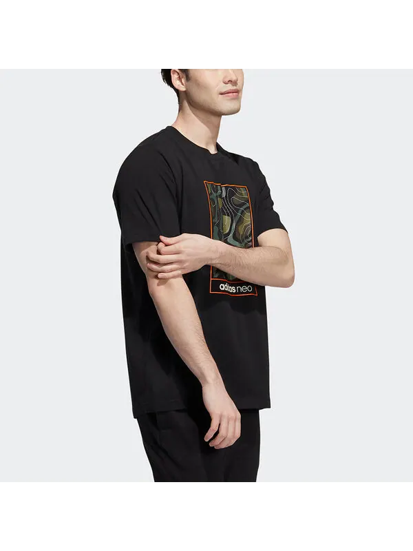 Футболка neo m cg t2 камуфляжный узор печать спортивная короткий рукав Adidas — изображение 4 из 4, черный