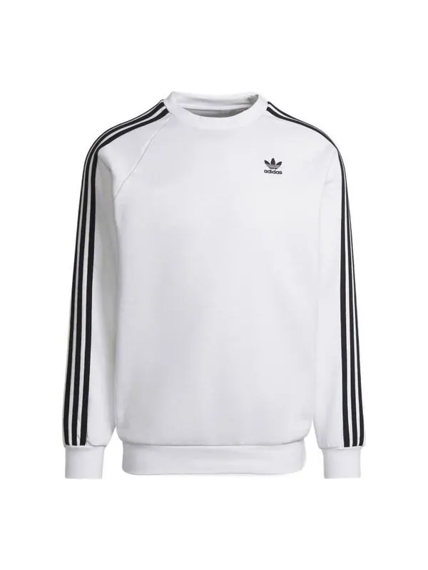 Рубашка оригиналы adicolor классика 3 полоски толстовка экипажа Adidas — изображение 1 из 4, белый/черный