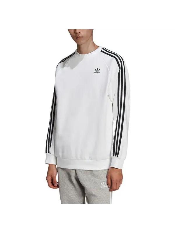 Рубашка оригиналы adicolor классика 3 полоски толстовка экипажа Adidas — изображение 2 из 4, белый/черный