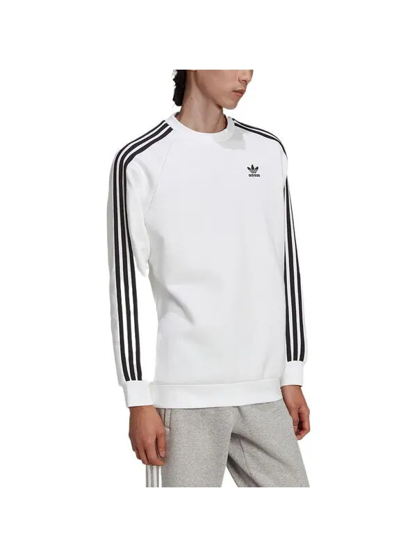 Рубашка оригиналы adicolor классика 3 полоски толстовка экипажа Adidas — изображение 4 из 4, белый/черный