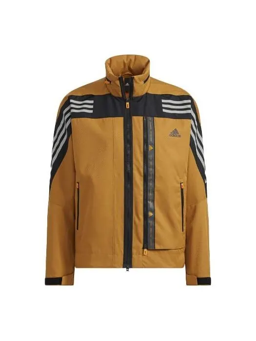 Куртка Men's adidas Logo Stripe Printing Hooded Jacket Brown — изображение 1 из 4, коричневый