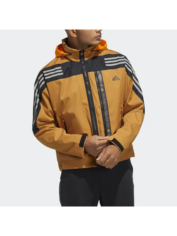 Куртка Men's adidas Logo Stripe Printing Hooded Jacket Brown — изображение 2 из 4, коричневый