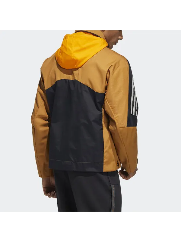 Куртка Men's adidas Logo Stripe Printing Hooded Jacket Brown — изображение 3 из 4, коричневый