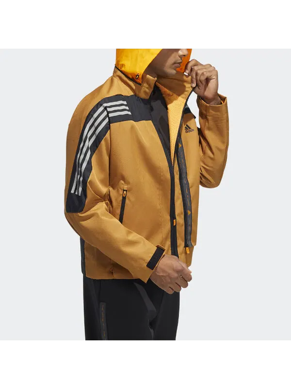 Куртка Men's adidas Logo Stripe Printing Hooded Jacket Brown — изображение 4 из 4, коричневый