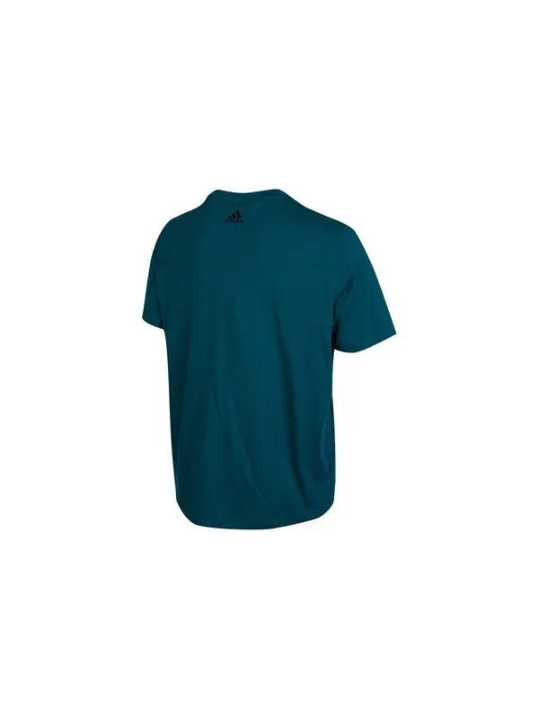 Футболка adidas SS22 Solid Color Large Logo Round Neck Casual Sports Short Sleeve Malachite Green — изображение 2 из 2