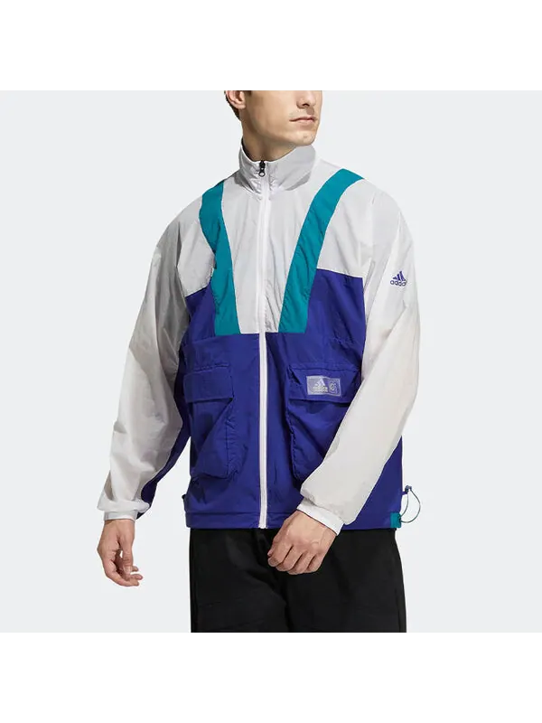 Куртка adidas originals St Ltwind Wvjk Casual Breathable Sports Stand Collar Jacket Blue White — изображение 2 из 4, мульти