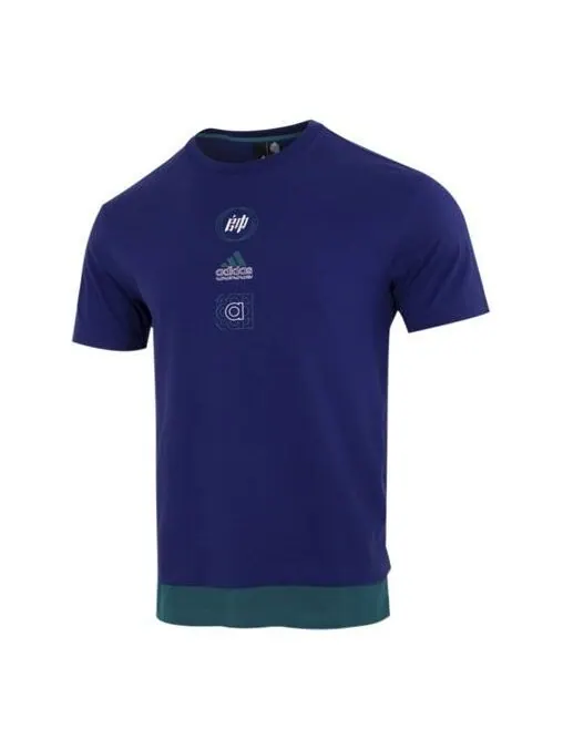 Футболка adidas Alphabet Logo Word Casual Sports Short Sleeve Blue — изображение 1 из 4, мульти