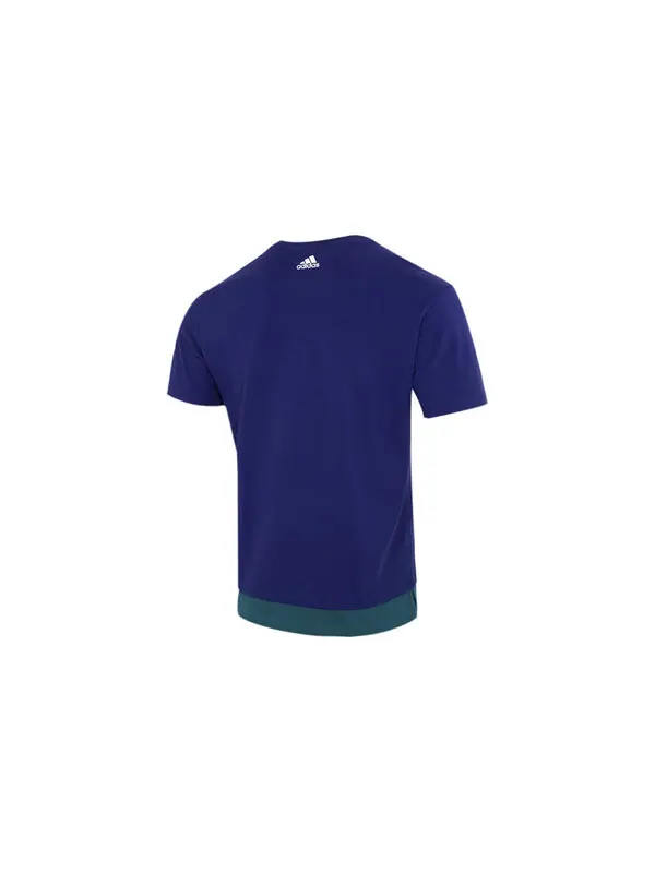 Футболка adidas Alphabet Logo Word Casual Sports Short Sleeve Blue — изображение 2 из 4, мульти