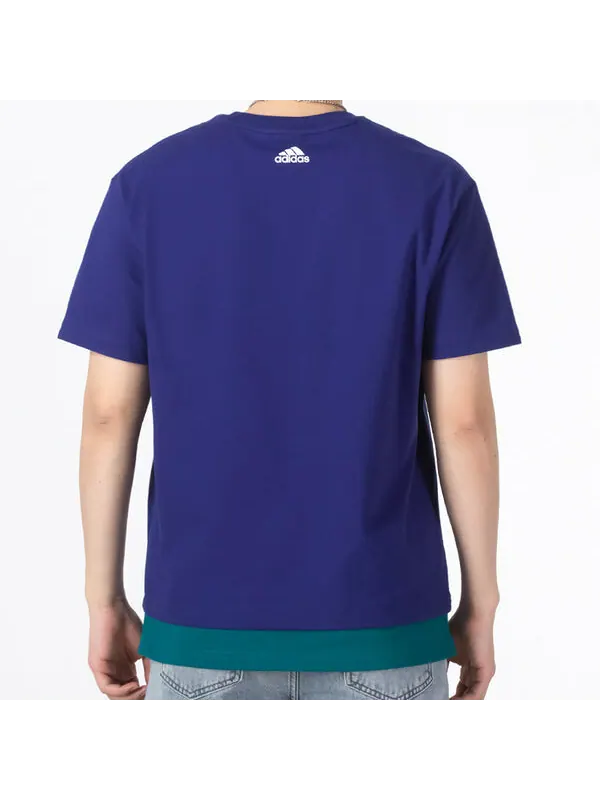 Футболка adidas Alphabet Logo Word Casual Sports Short Sleeve Blue — изображение 4 из 4, мульти