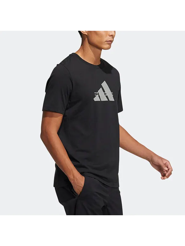 Футболка adidas Alphabet Logo Printing Sports Short Sleeve Black — изображение 2 из 4, мульти