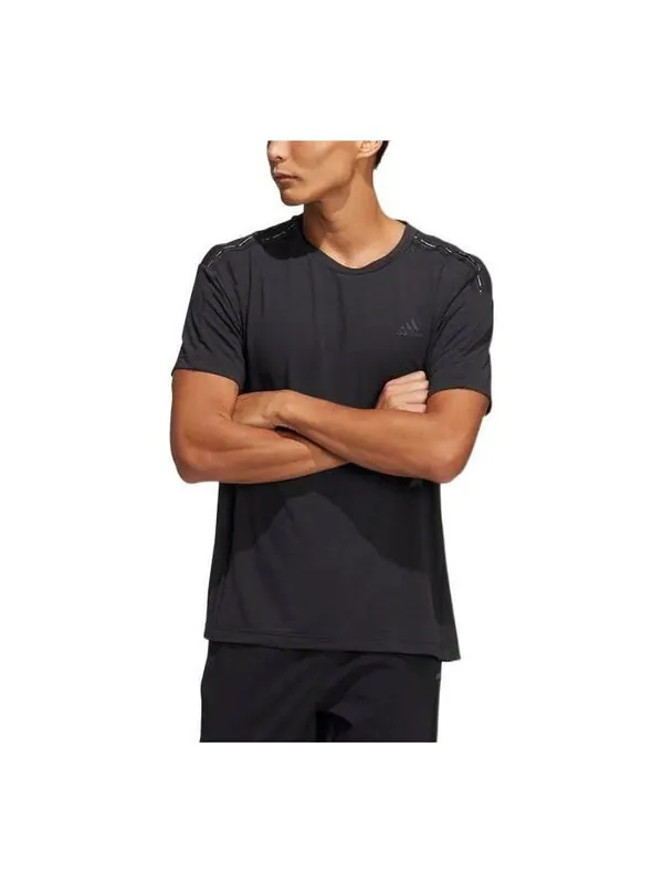 Футболка adidas Solid Color Breathable Logo Round Neck Short Sleeve Black — изображение 1 из 3, мульти