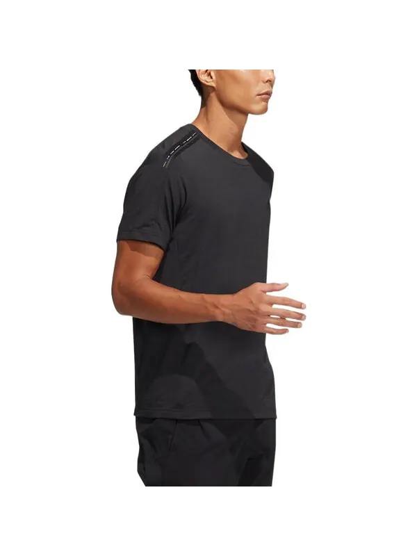 Футболка adidas Solid Color Breathable Logo Round Neck Short Sleeve Black — изображение 2 из 3, мульти