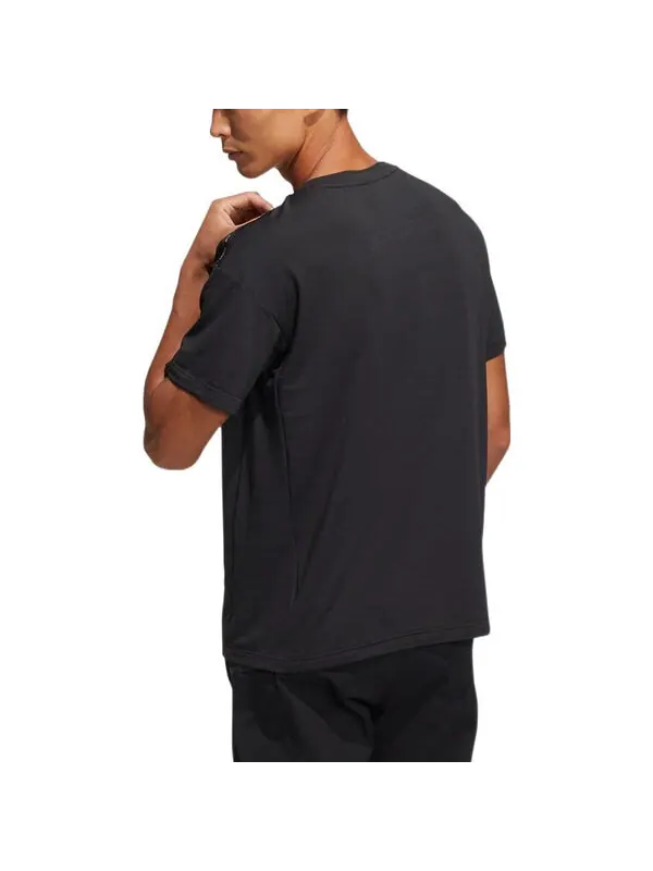 Футболка adidas Solid Color Breathable Logo Round Neck Short Sleeve Black — изображение 3 из 3, мульти