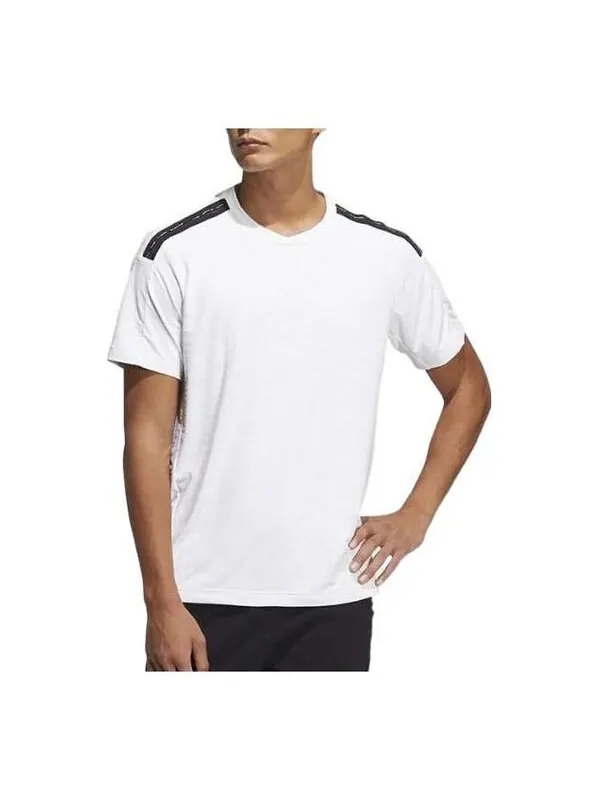 Футболка Men's adidas Splicing Casual Sports Round Neck Short Sleeve White T-Shirt — изображение 1 из 3, мульти