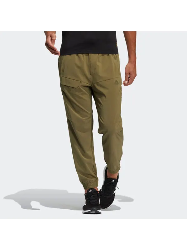 Брюки Men's adidas Solid Color Logo Casual Joggers/Pants/Trousers Autumn Green — изображение 3 из 4, мульти