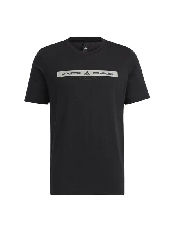 Футболка adidas Alphabet Pattern Printing Round Neck Short Sleeve Black — изображение 1 из 4, мульти