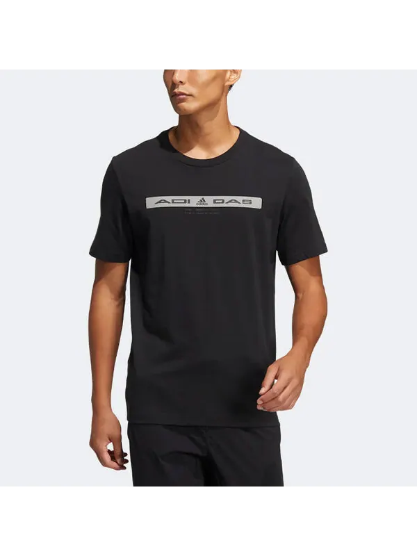 Футболка adidas Alphabet Pattern Printing Round Neck Short Sleeve Black — изображение 2 из 4, мульти
