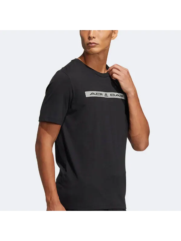 Футболка adidas Alphabet Pattern Printing Round Neck Short Sleeve Black — изображение 4 из 4, мульти