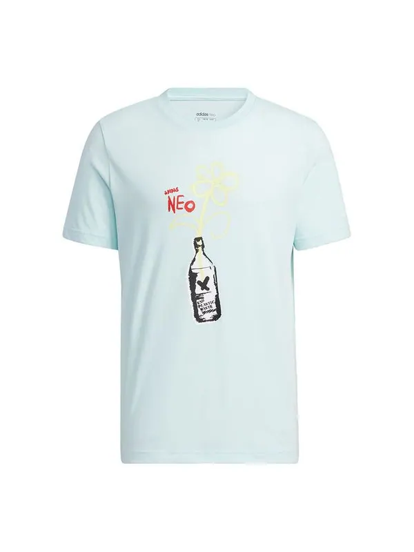 Футболка neo m july tee 1 cartoon printing sports round neck short sleeve mint green Adidas — изображение 1 из 4, зеленый