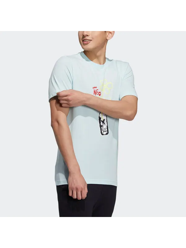 Футболка neo m july tee 1 cartoon printing sports round neck short sleeve mint green Adidas — изображение 4 из 4, зеленый