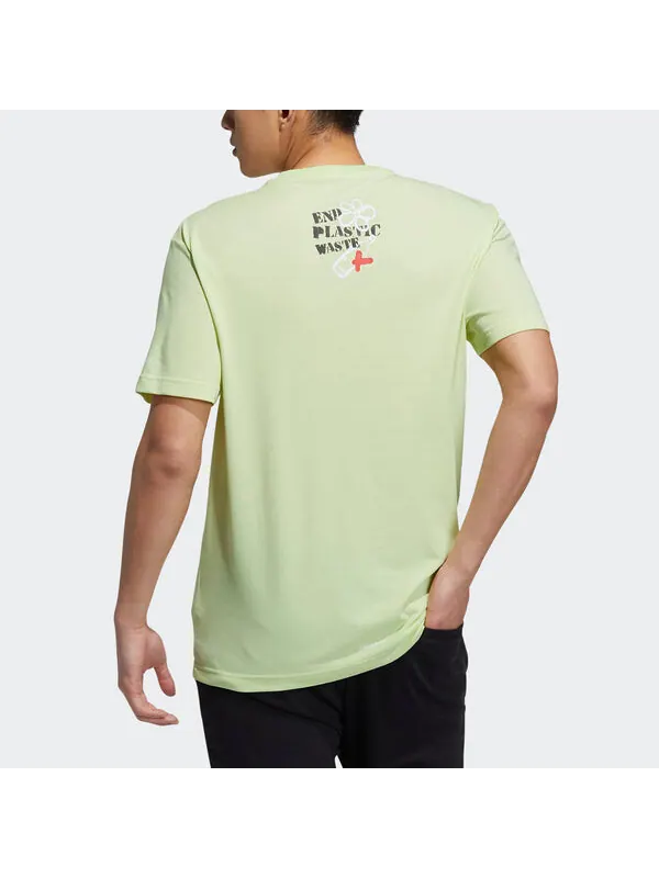 Футболка neo m july tee 2 printing sports loose round neck short sleeve yellow Adidas — изображение 3 из 4, желтый