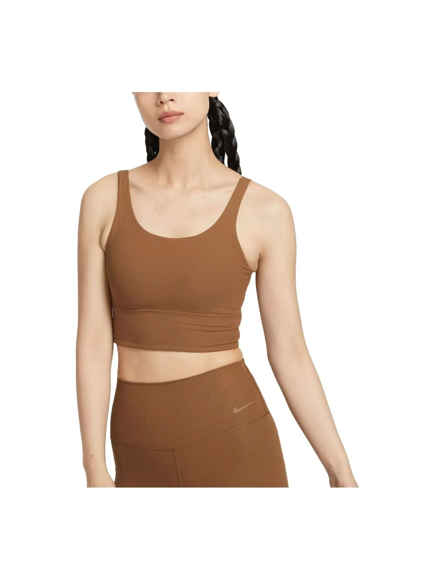 (WMNS) Спортивный бюстгальтер Nike Zenvy Rib Light-Support Padded Longline, азиатский размер — изображение 1 из 2