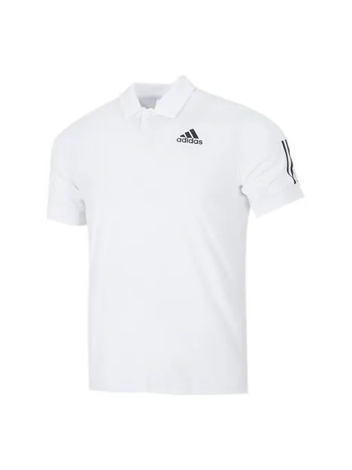 Футболка adidas Solid Color Stripe Tennis Athleisure Casual Sports Short Sleeve Polo Shirt White — изображение 1 из 4, мульти