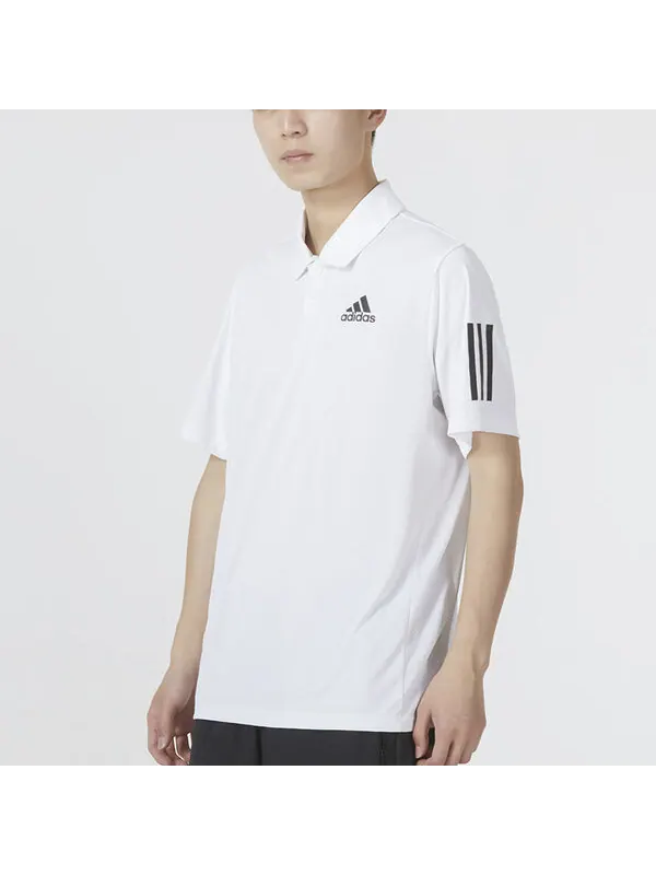 Футболка adidas Solid Color Stripe Tennis Athleisure Casual Sports Short Sleeve Polo Shirt White — изображение 3 из 4, мульти