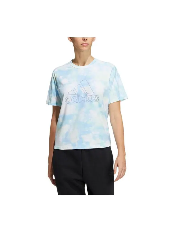 Футболка с надписью aop t shirt Adidas — изображение 2 из 3, белый/синий