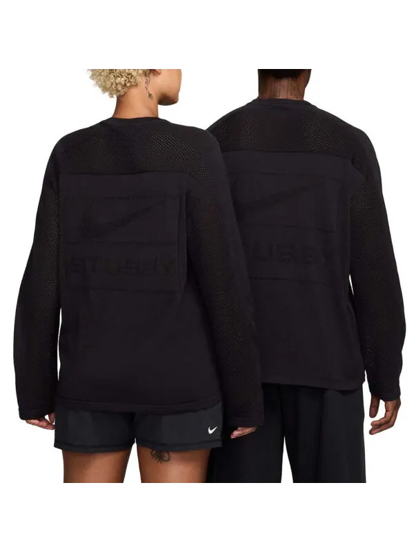 Спортивная футболка x stussy long sleeve jesrey asia sizing 'black' Nike — изображение 2 из 2, черный