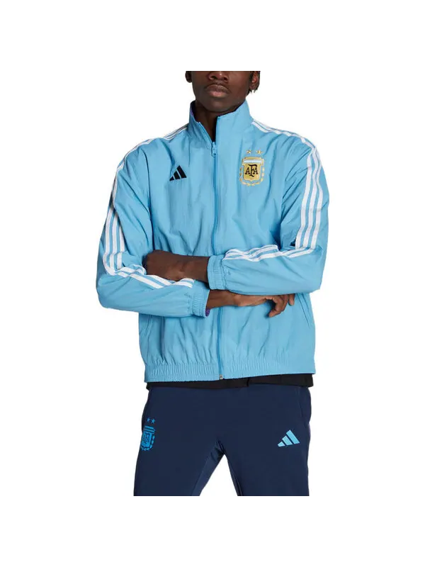 Куртка adidas Argentina Anthem Jacket Men's Sports Soccer Running Top Light Blue — изображение 3 из 4, светлый синий