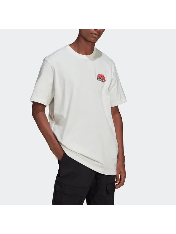 Футболка adidas originals Printing Pattern Sports Round Neck Short Sleeve White — изображение 2 из 4, мульти