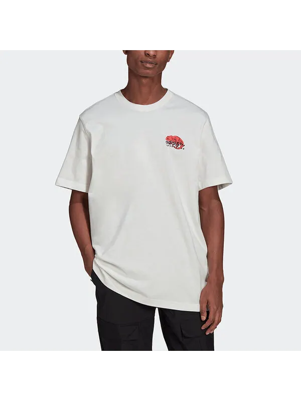 Футболка adidas originals Printing Pattern Sports Round Neck Short Sleeve White — изображение 4 из 4, мульти