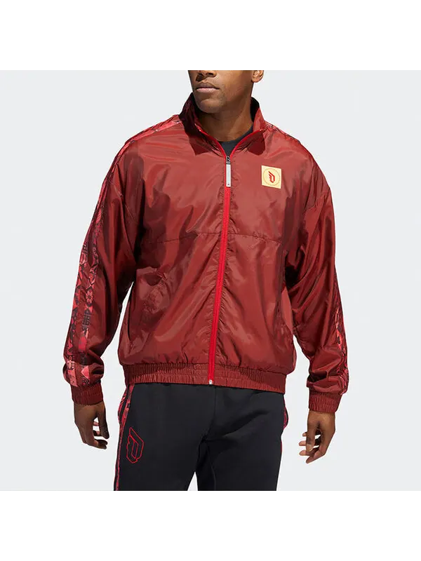 Куртка Men's adidas CNY Logo Basketball Sports Jacket Red — изображение 4 из 4, красный
