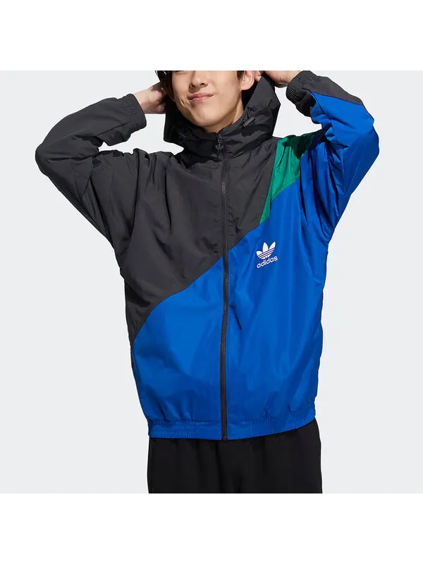 Куртка adidas originals Ts Wb Colorblock Splicing Sports hooded Logo Jacket Blue — изображение 2 из 4, синий
