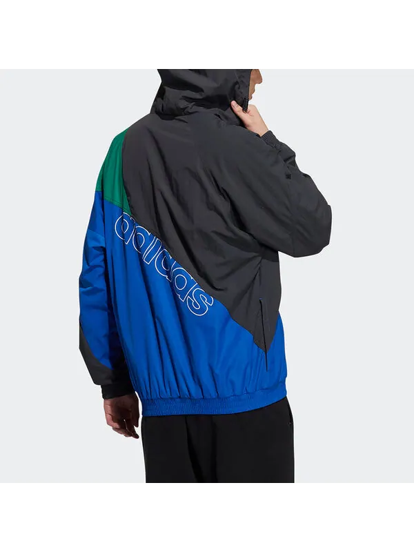 Куртка adidas originals Ts Wb Colorblock Splicing Sports hooded Logo Jacket Blue — изображение 3 из 4, синий