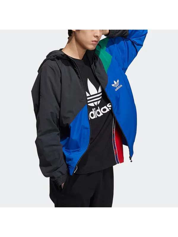 Куртка adidas originals Ts Wb Colorblock Splicing Sports hooded Logo Jacket Blue — изображение 4 из 4, синий