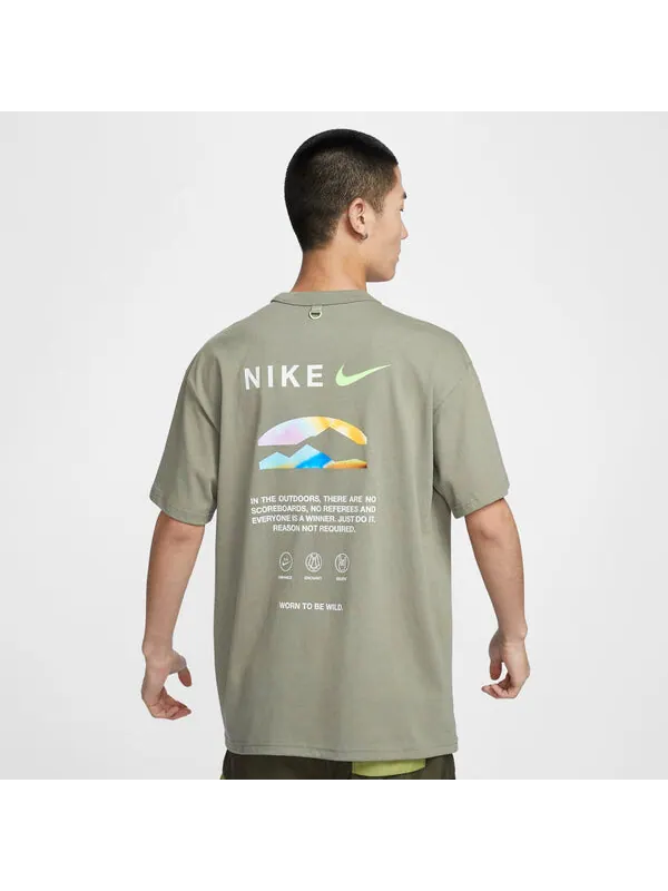 Футболка с графическим принтом спортивная футболка Nike — изображение 2 из 3, оливковый зеленый