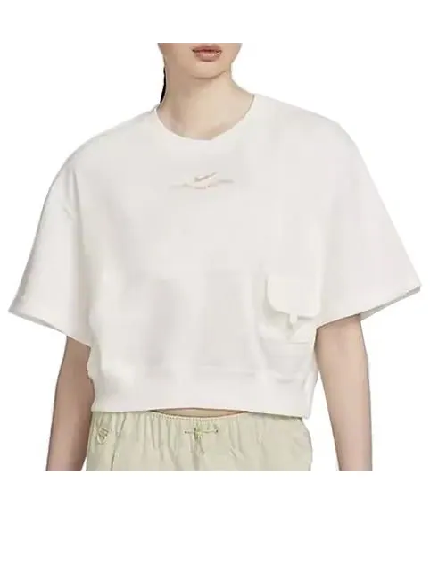 Футболка (WMNS) Nike Sportswear French Terry Fleece T-shirt (Asia Sizing) 'Sail' — изображение 1 из 2, бежевый