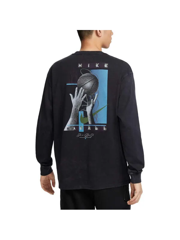 Футболка max90 long sleeve basketball t-shirt asia sizing 'black' Nike — изображение 2 из 2, черный