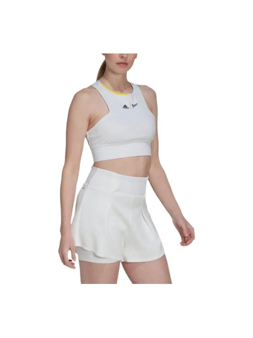 Бюстгальтер (WMNS) adidas London Crop Sports Bra 'White' — изображение 2 из 3, белый