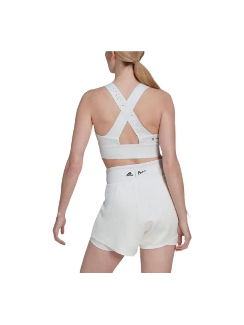 Бюстгальтер (WMNS) adidas London Crop Sports Bra 'White' — изображение 3 из 3, белый