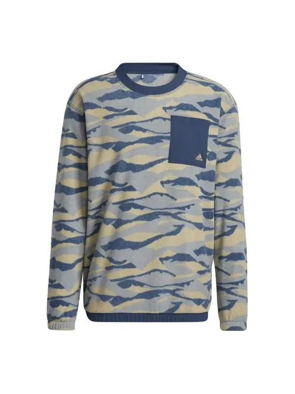Рубашка texture-print crew sweatshirt 'hemp navy' Adidas — изображение 1 из 4, темно-синий/серый