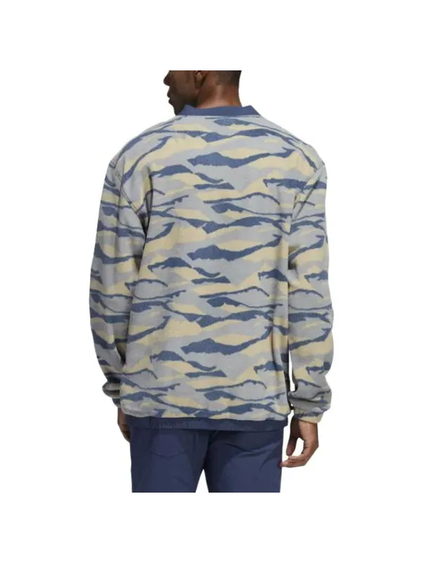 Рубашка texture-print crew sweatshirt 'hemp navy' Adidas — изображение 4 из 4, темно-синий/серый