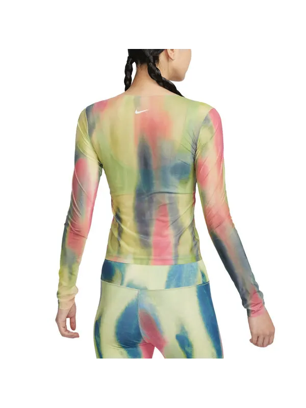 Футболка artist collection dri fit с длинным рукавом прозрачная футболка с принтом азиатские размеры Nike, розовый/черный