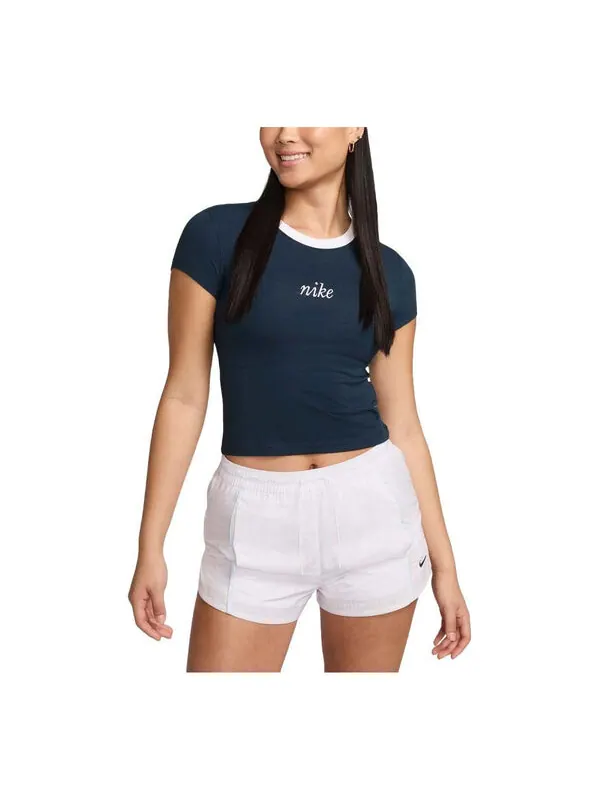 Футболка sportswear chill knit crop t-shirt asia sizing 'navy white' Nike — изображение 1 из 2, темно-синий/белый